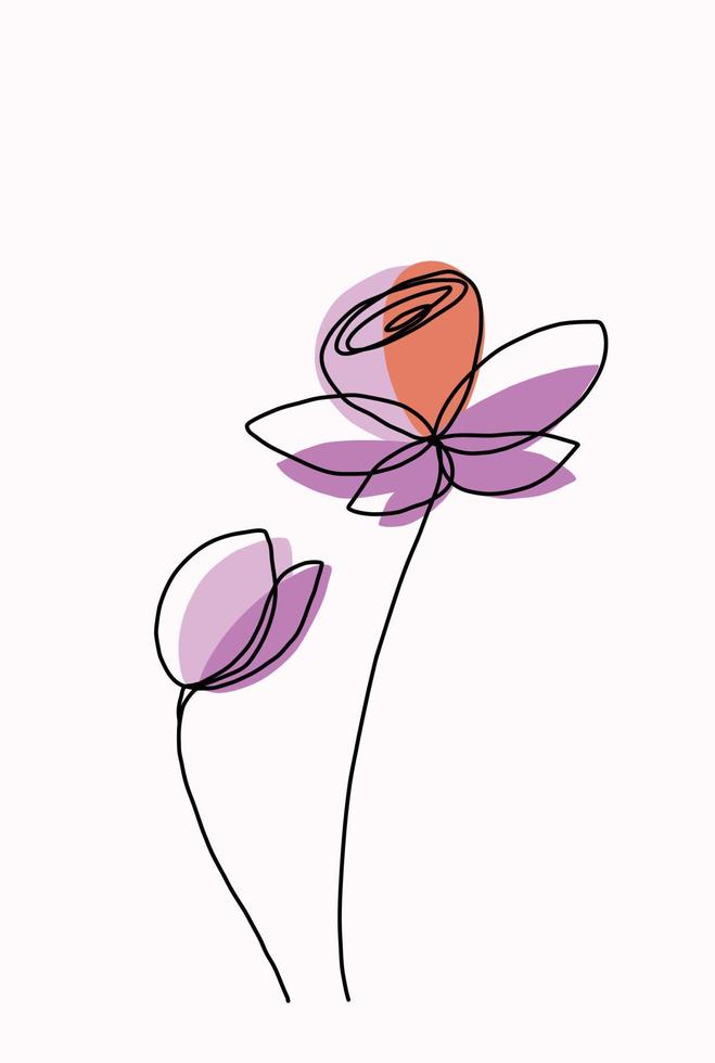 simplicité fleur dessin au trait continu à main levée design plat. vecteur