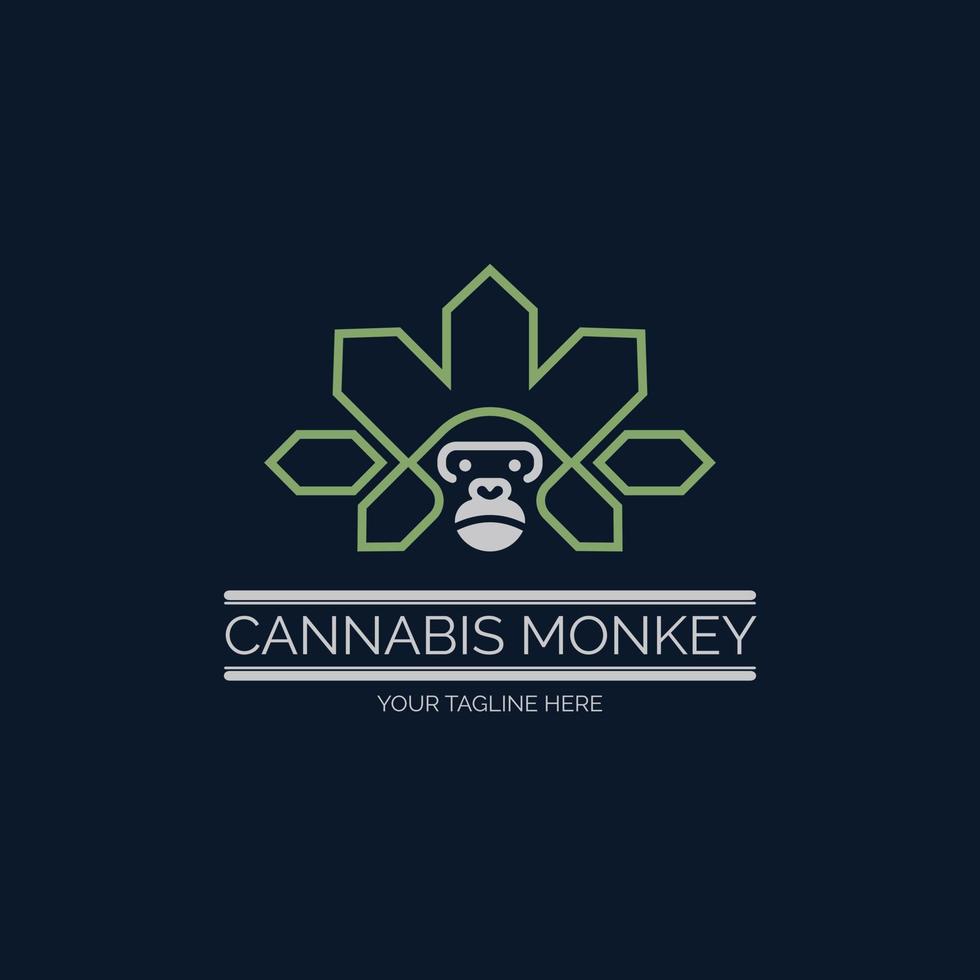 conception de modèle de logo de feuille de chanvre cbd de singe de cannabis pour la marque ou l'entreprise et autre vecteur