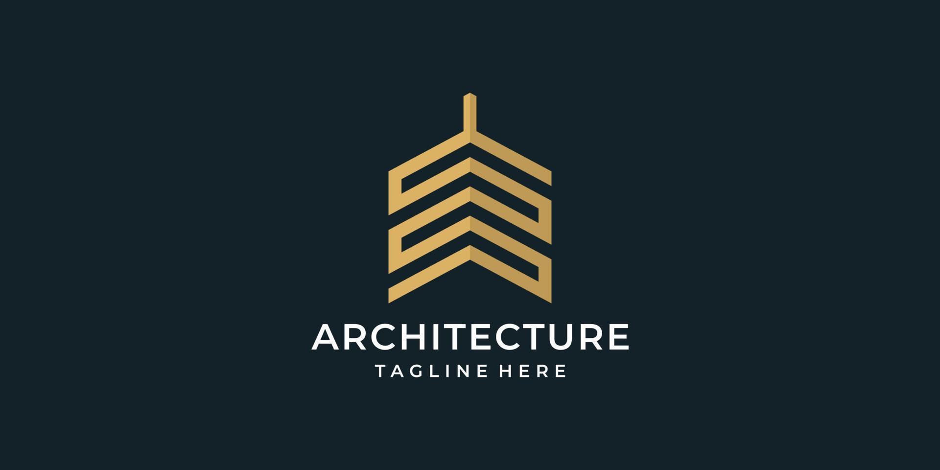 concept de logo d'architecture dorée monogramme vecteur