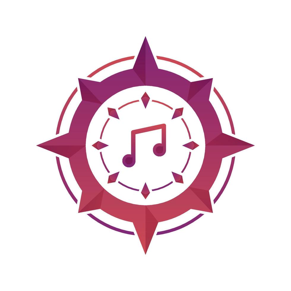 icône de modèle de conception de gradient de logo de boussole de musique vecteur