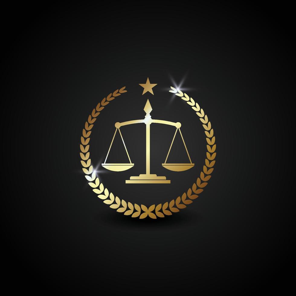 icône d'échelles. vecteur d'échelles de luxe. échelles illustration. logo écailles. idéal pour les affaires de bureau de justice ou de cabinet d'avocats. couleur or brillant avec style dégradé.