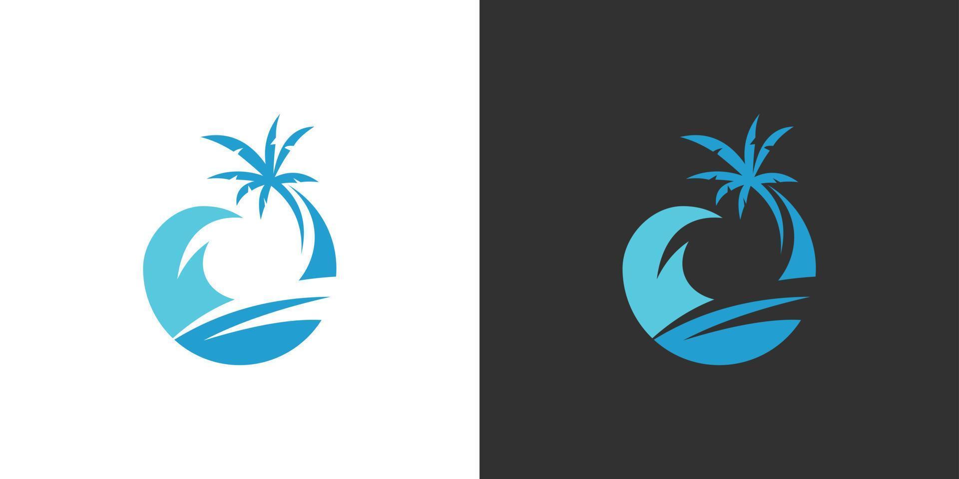 concept de conception de logo vectoriel île bleue.