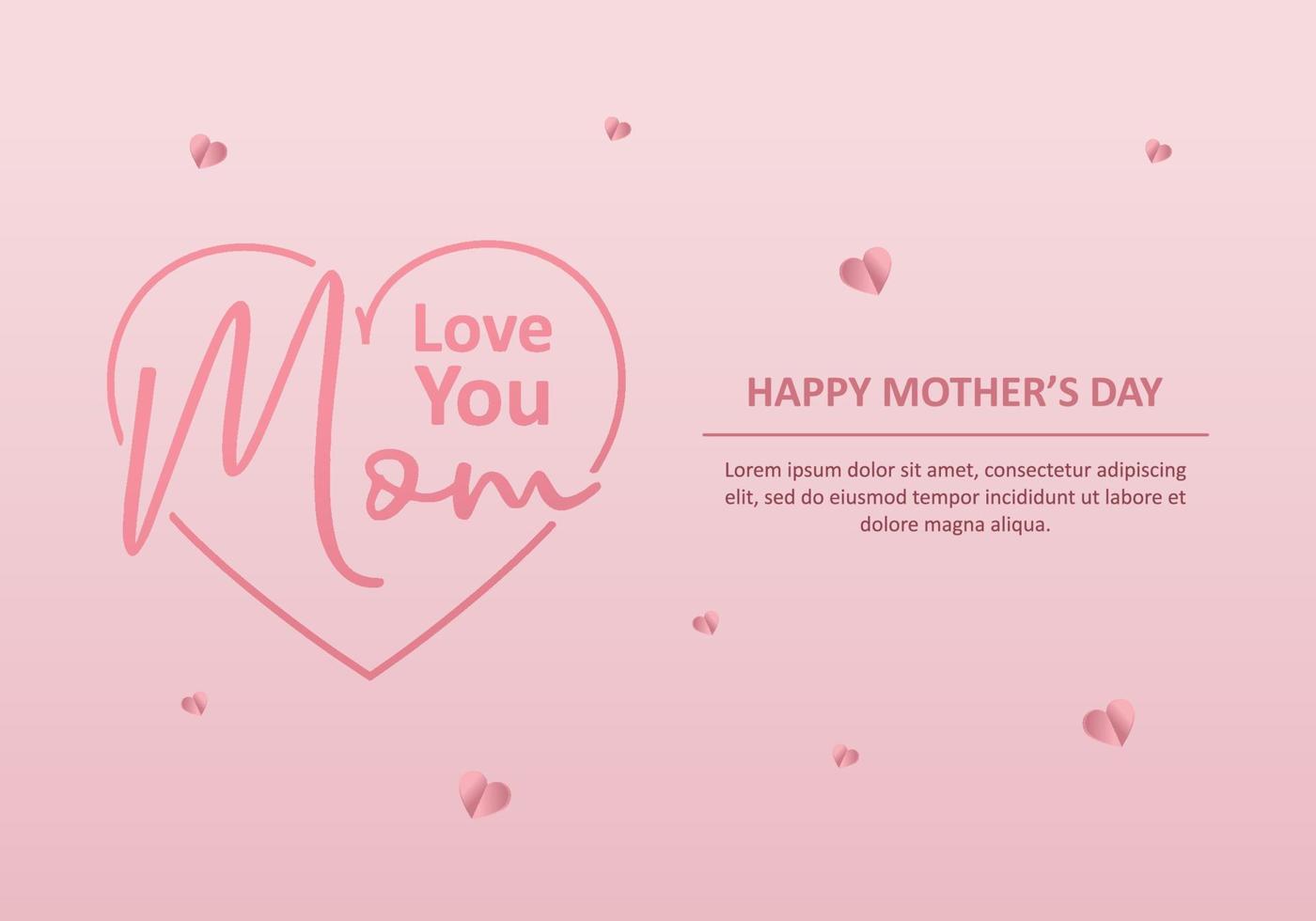 fond de fête des mères heureux avec le mot de maman et le symbole de l'amour. vecteur