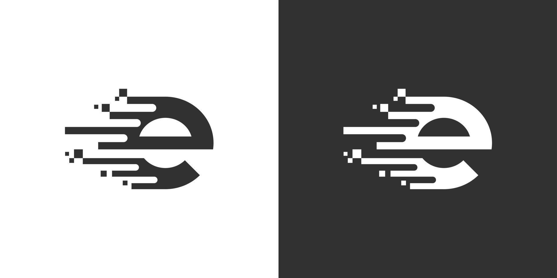 concept de conception de logo rapide lettre e. création de logo vectoriel lettre e technologie.