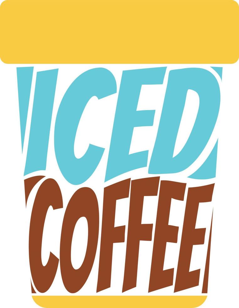 lettrage en forme de tasse à café glacé vecteur