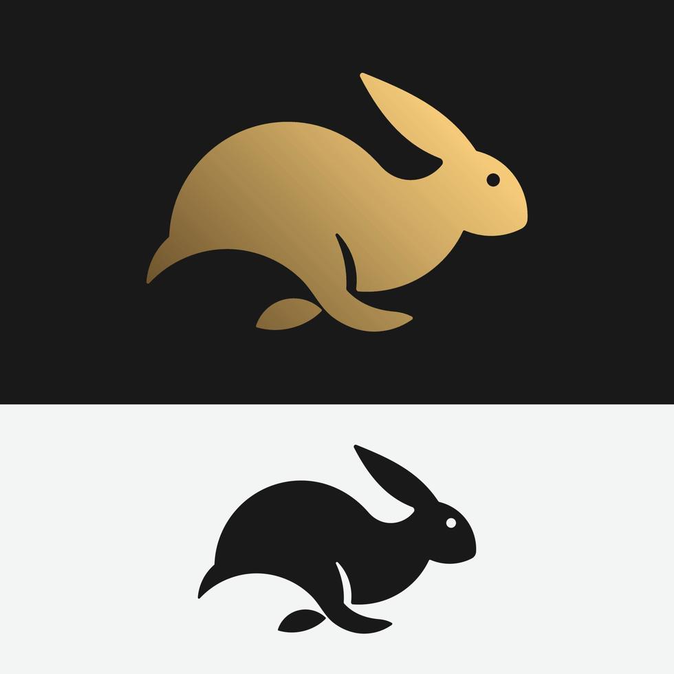 modèle de conception de logo simple lapin en cours d'exécution plat vecteur