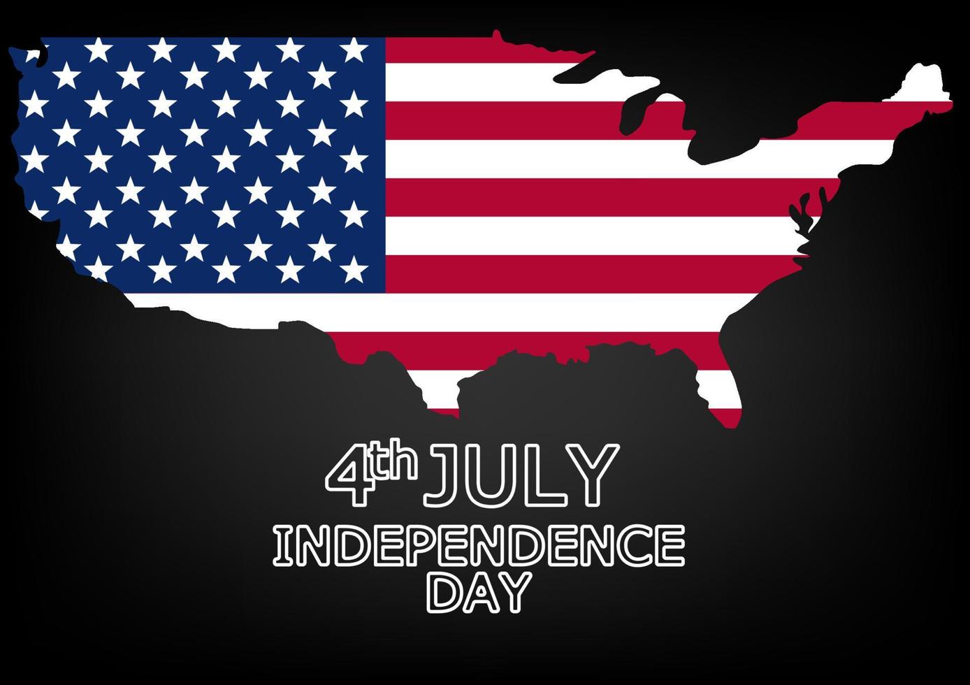 vecteur de carte drapeau américain avec illustration vectorielle de texte fête de l'indépendance