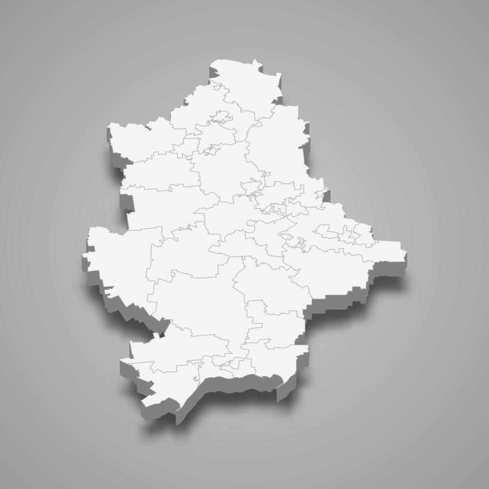 La carte isométrique 3d de l'oblast de donetsk est une région de l'ukraine vecteur