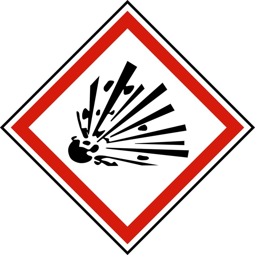 Étiquette de symbole explosif sur fond blanc vecteur