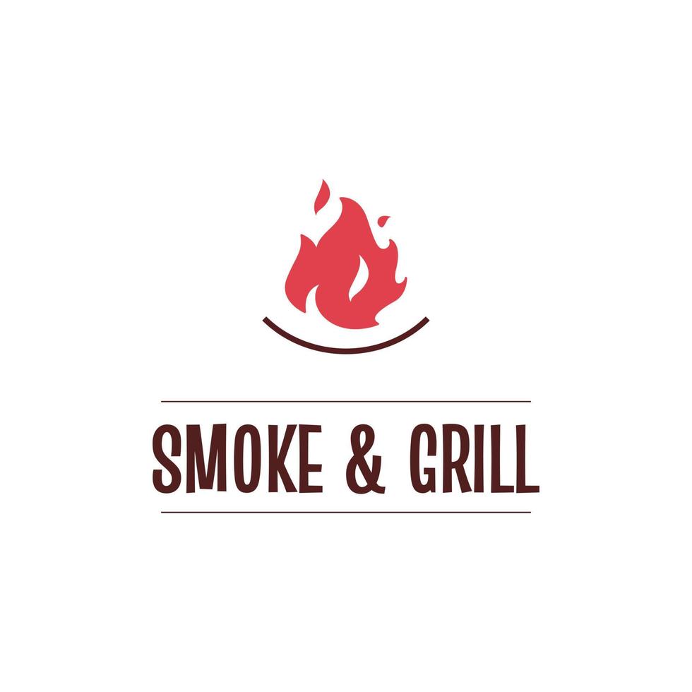 conception de logo de nourriture de concept de gril de barbecue vecteur
