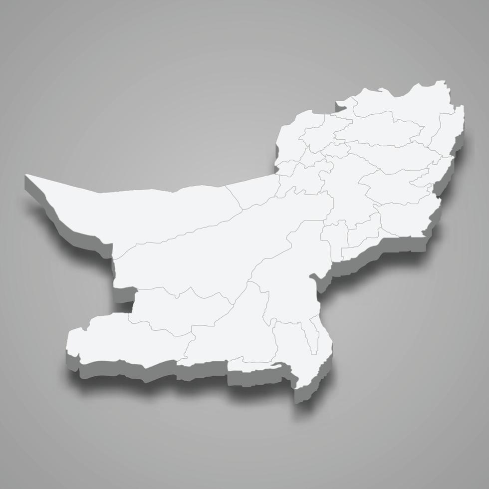 La carte isométrique 3d du balouchistan est une province du pakistan vecteur