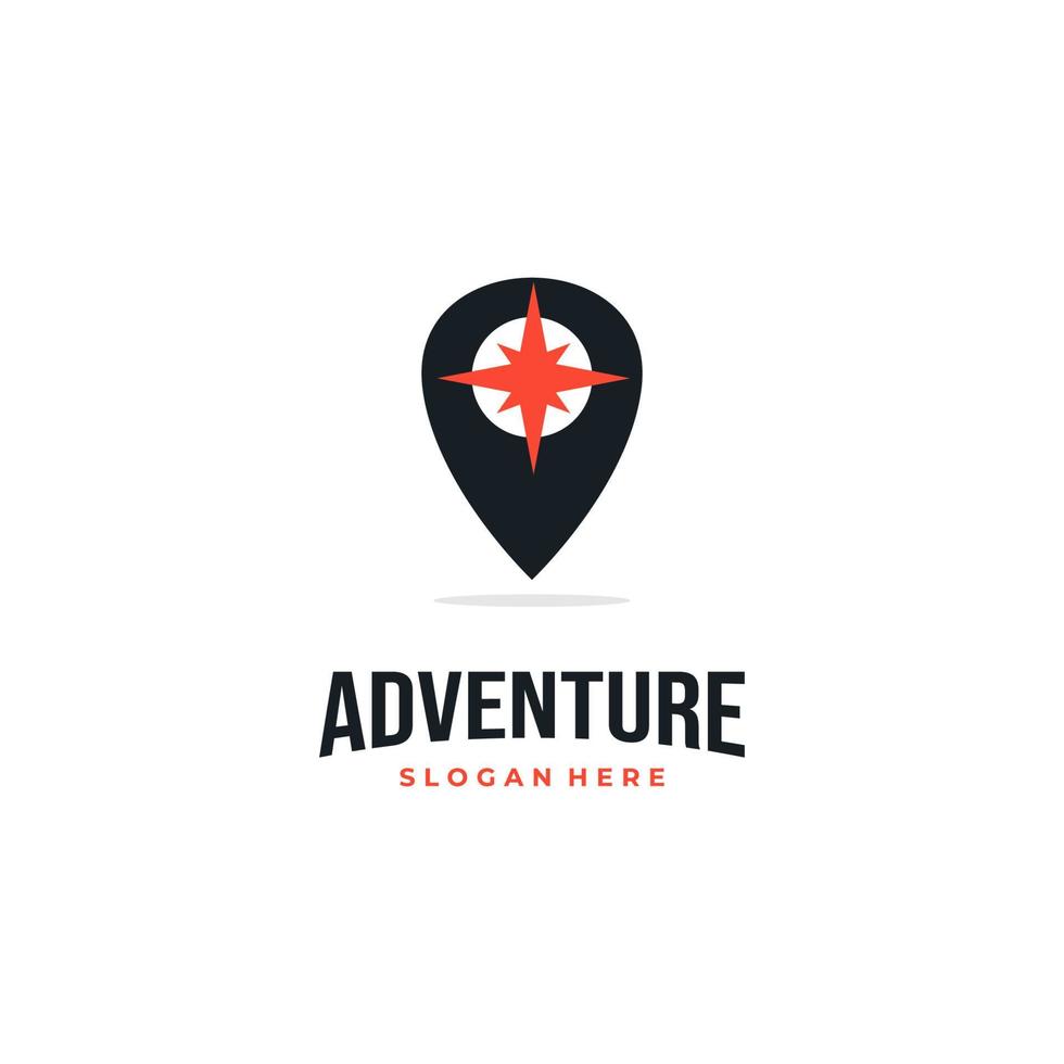 concept de conception de logo d'aventure moderne, boussole avec conception de logo de pointeur vintage vecteur