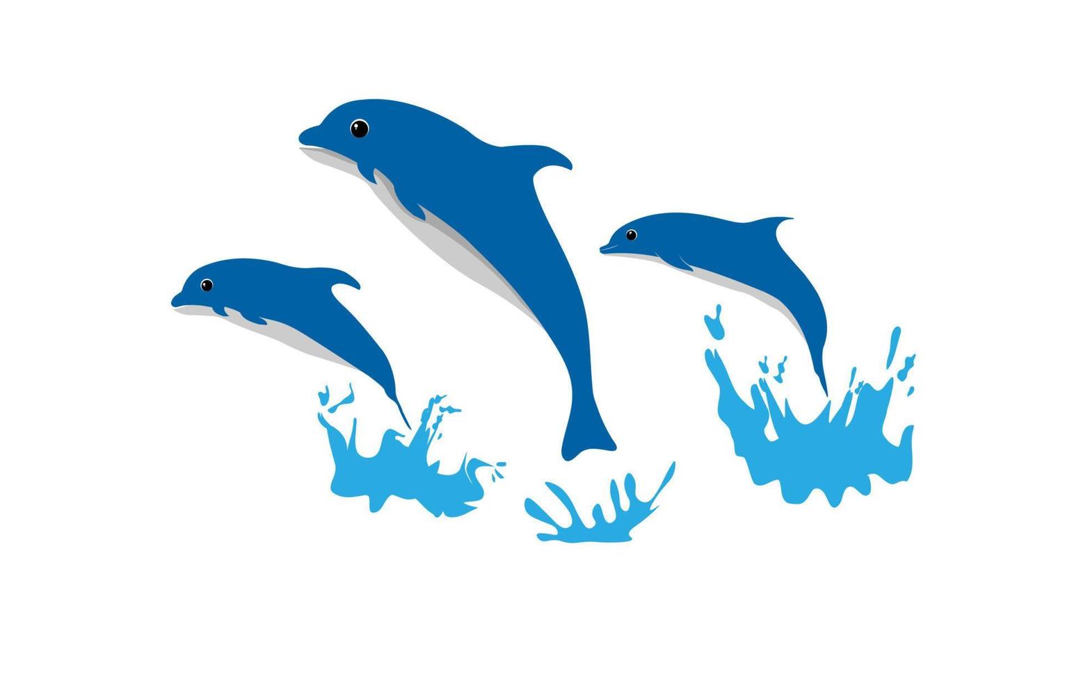 mignon dauphin poisson heureux sautant isolé fond blanc illustration vectorielle vecteur