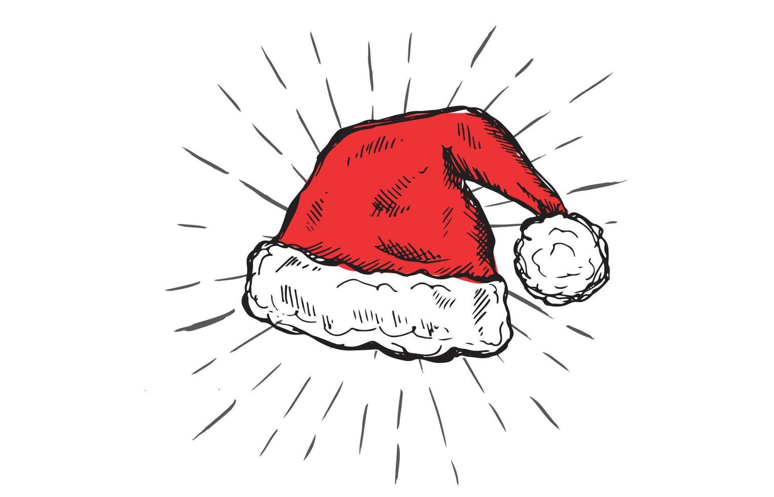 croquis de bonnet de noel illustration dessinée à la main vecteur