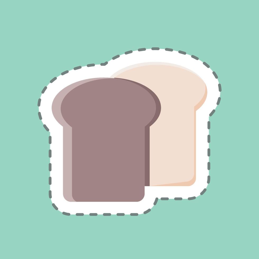 ligne d'autocollant couper du pain grillé. adapté au symbole de la boulangerie. conception simple modifiable. vecteur de modèle de conception. illustration simple