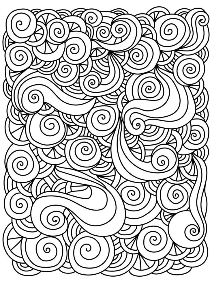 page de coloriage de doodle méditatif abstrait avec des vagues et des spirales vecteur