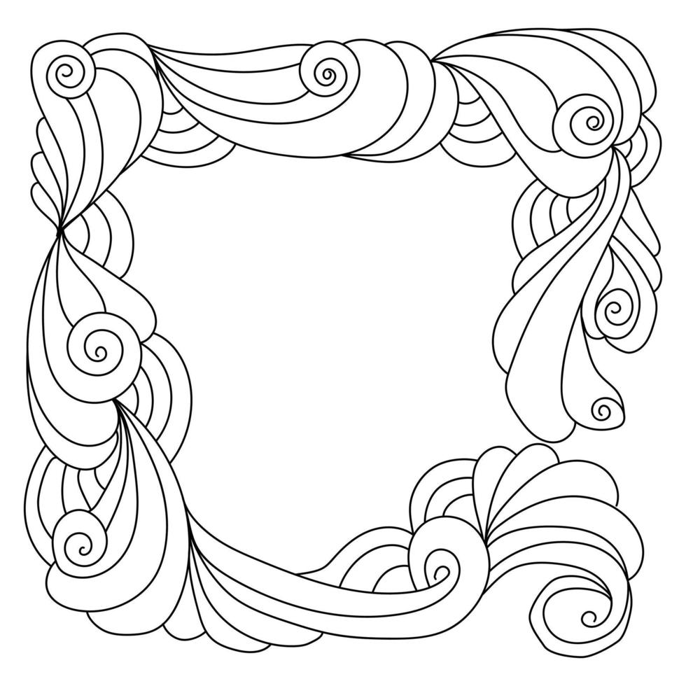 cadre zen abstrait de spirales et de boucles ornées pour la conception vecteur