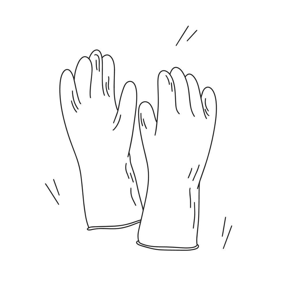 gants en caoutchouc pour nettoyer les vecteurs, style doodle vecteur