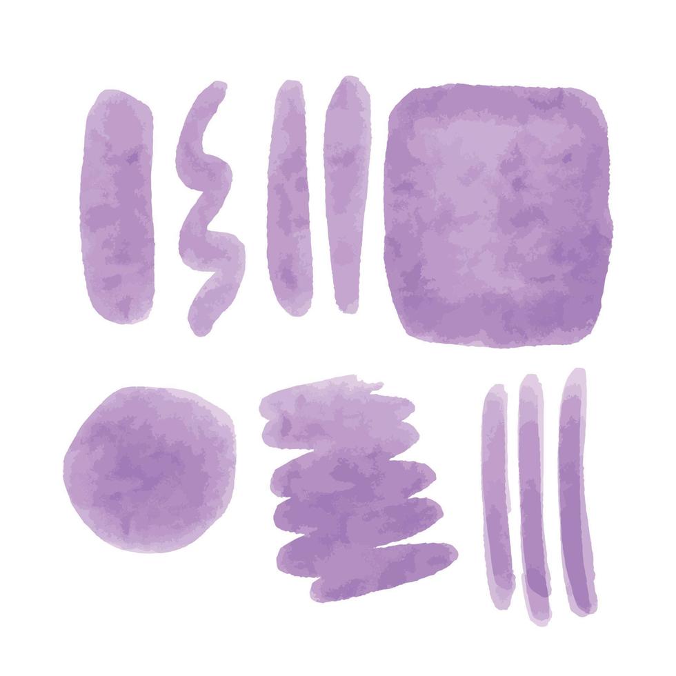 grand ensemble vectoriel de taches d'aquarelle violettes