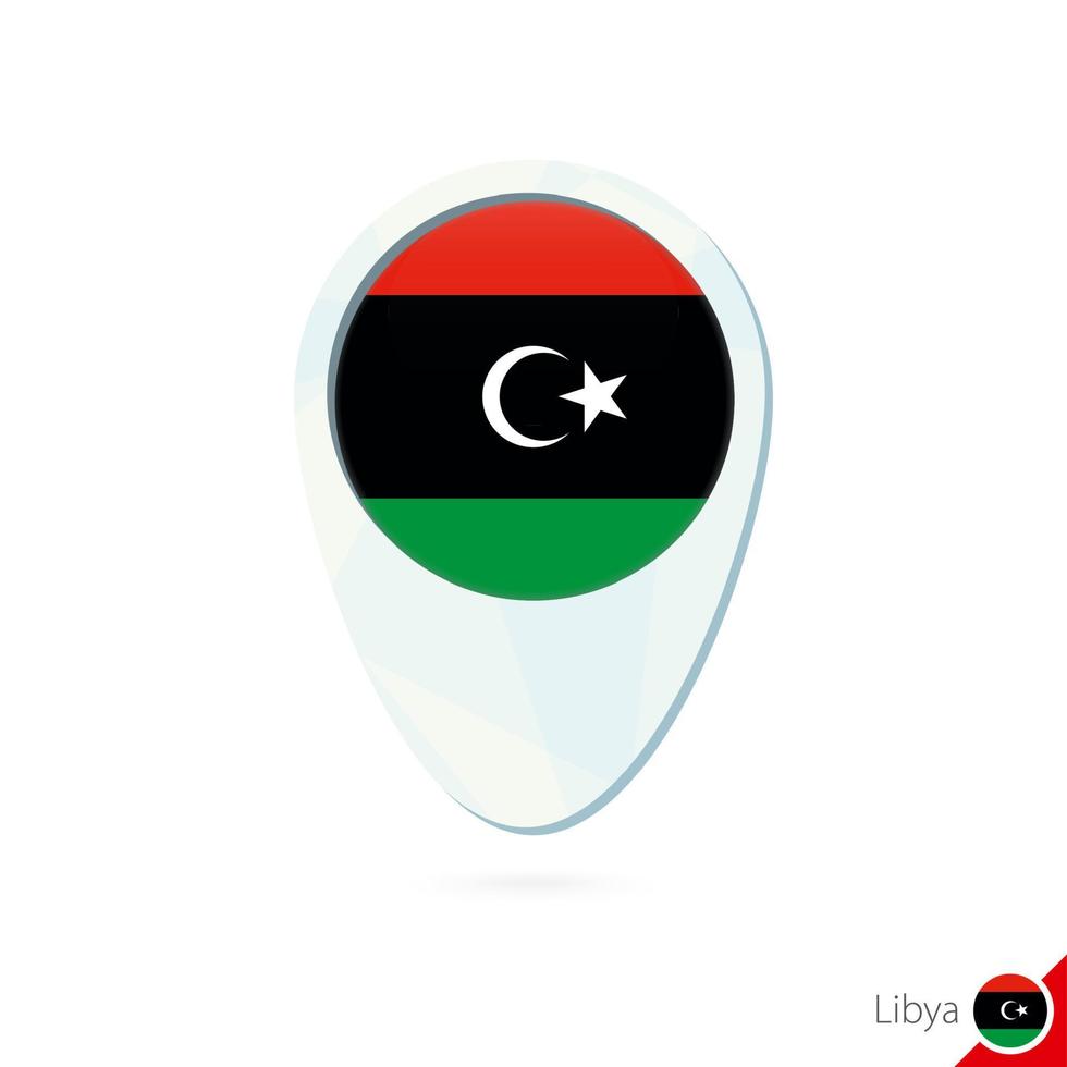 icône de broche de carte de localisation du drapeau libyen sur fond blanc. vecteur