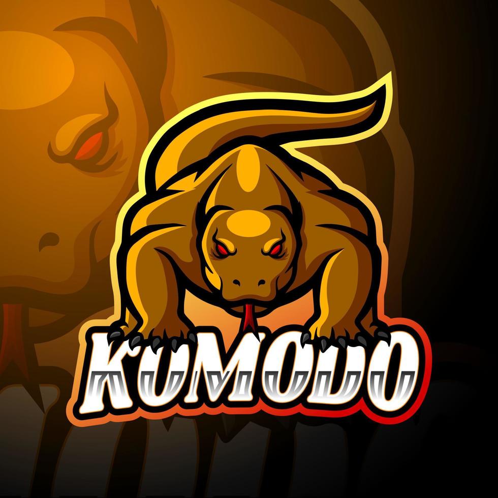 conception de mascotte de logo esport dragon de komodo vecteur