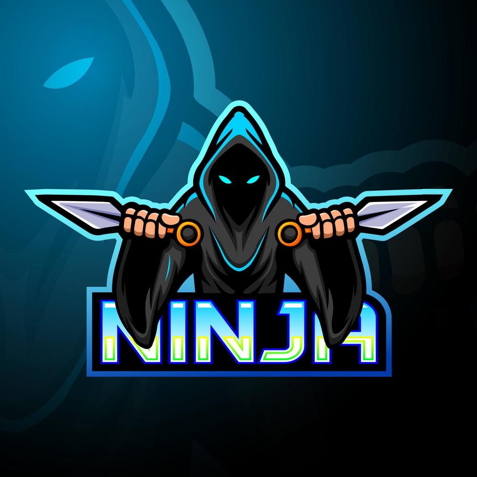 conception de mascotte de logo esport ninja vecteur