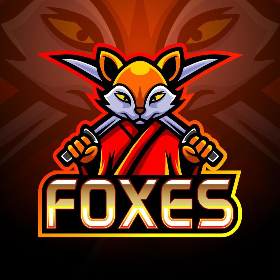 conception de mascotte de logo esport épée de renard vecteur