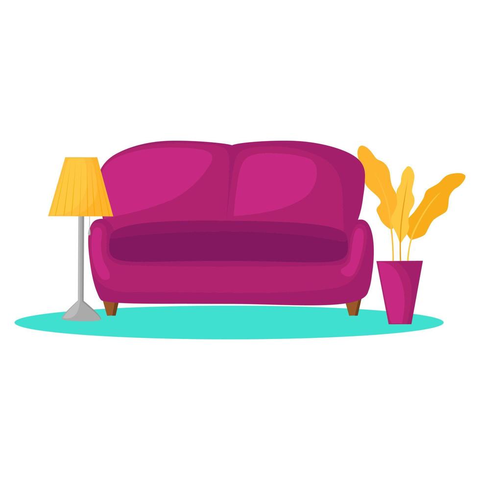 illustration isolée de vecteur de style plat de meubles colorés intérieurs