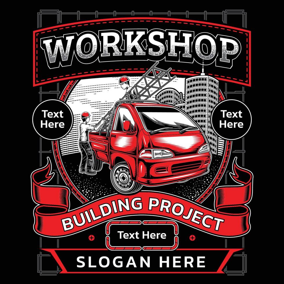 conception de tshirt de projet de construction d'atelier vecteur