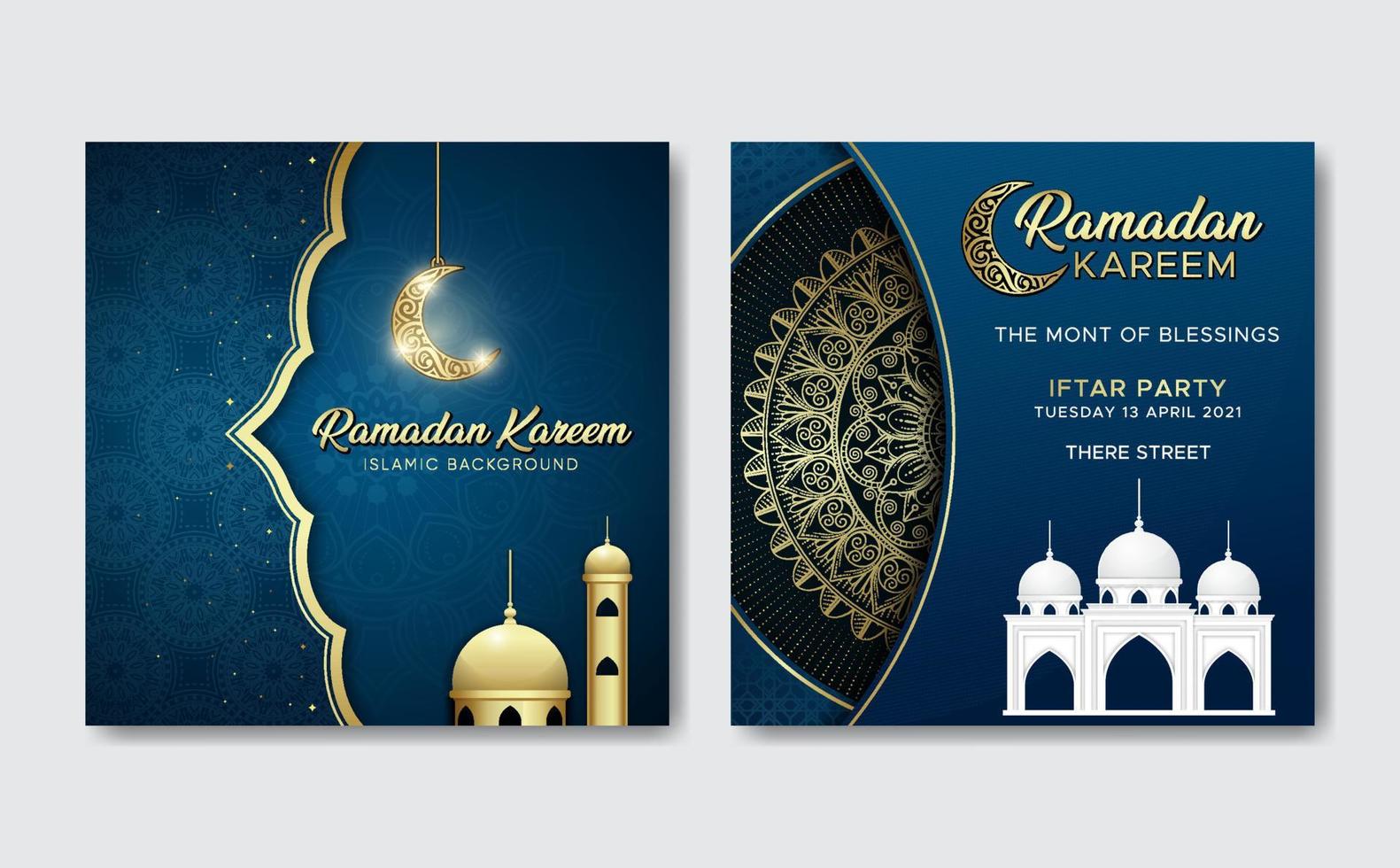 conception de poste de ramadan kareem avec illustration de la mosquée vecteur