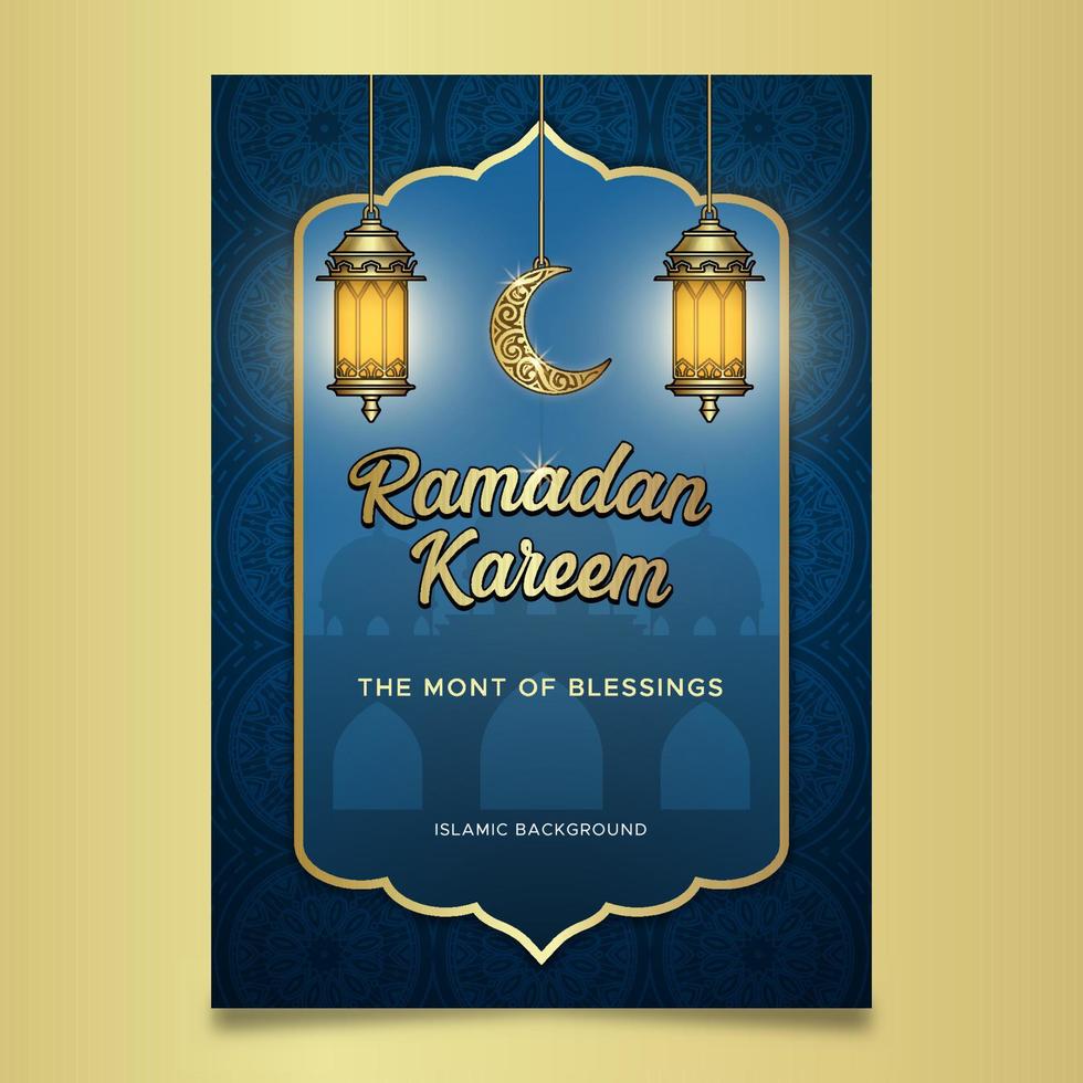 conception d'affiche ramadan kareem avec illustration de lanterne vecteur