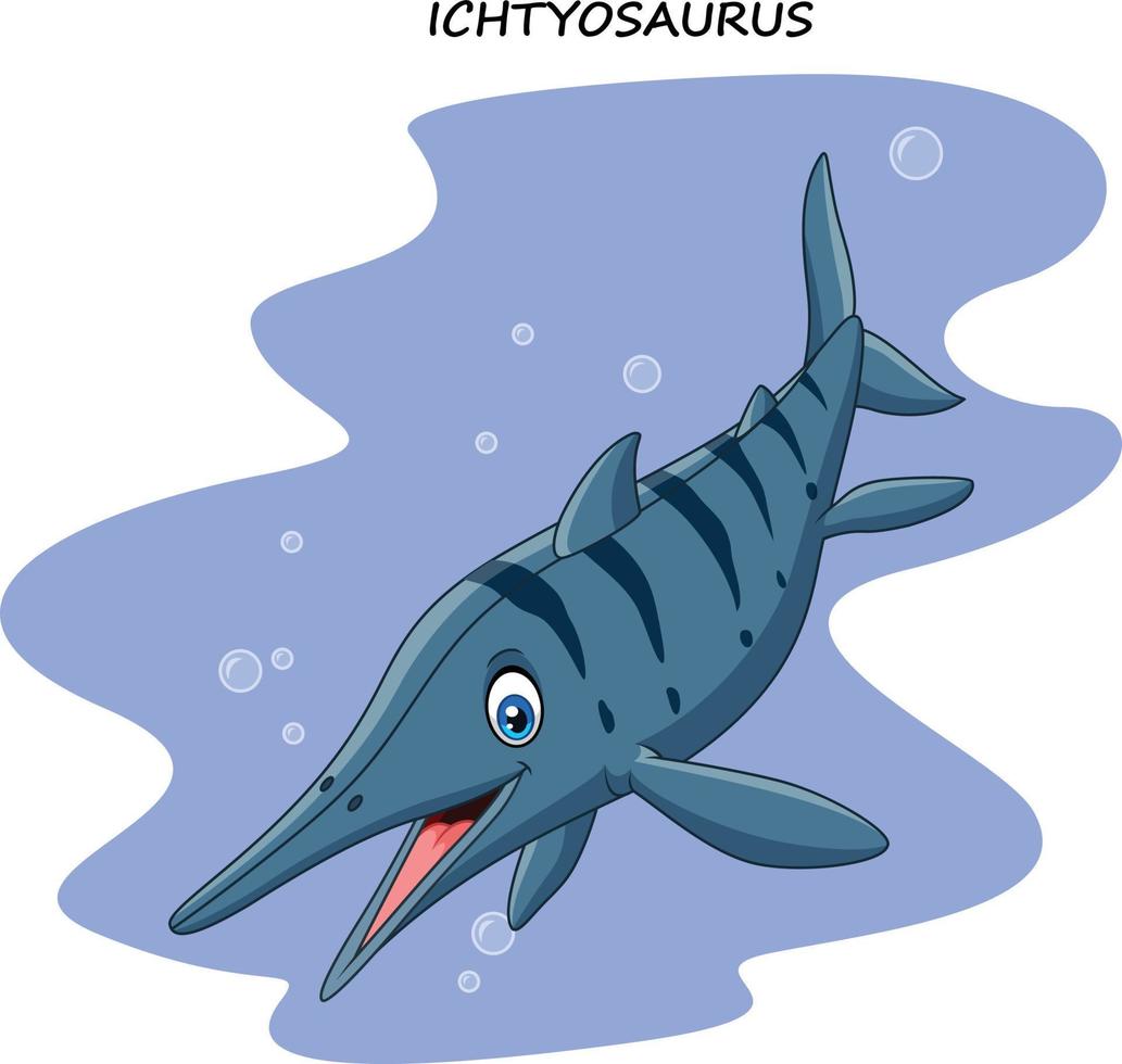 dessin animé souriant ichtyosaure vecteur