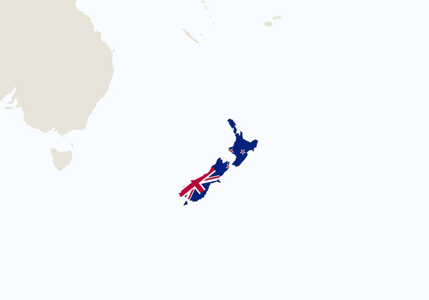 océanie avec carte de la nouvelle-zélande en surbrillance. vecteur