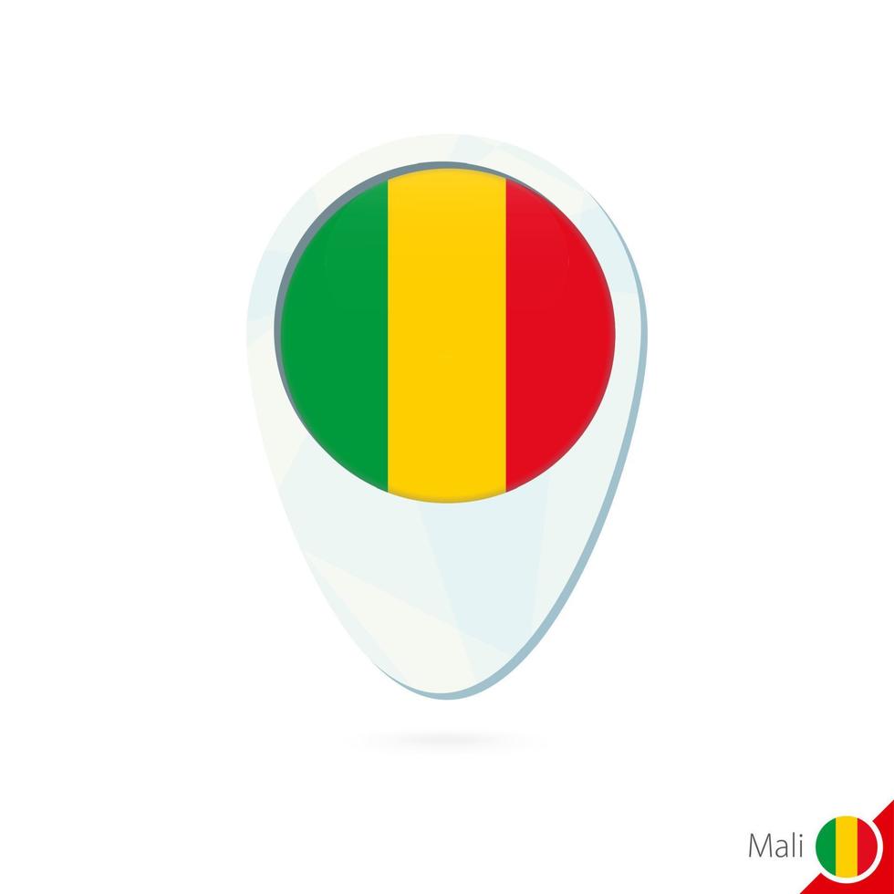 icône de broche de carte de localisation du drapeau du mali sur fond blanc. vecteur