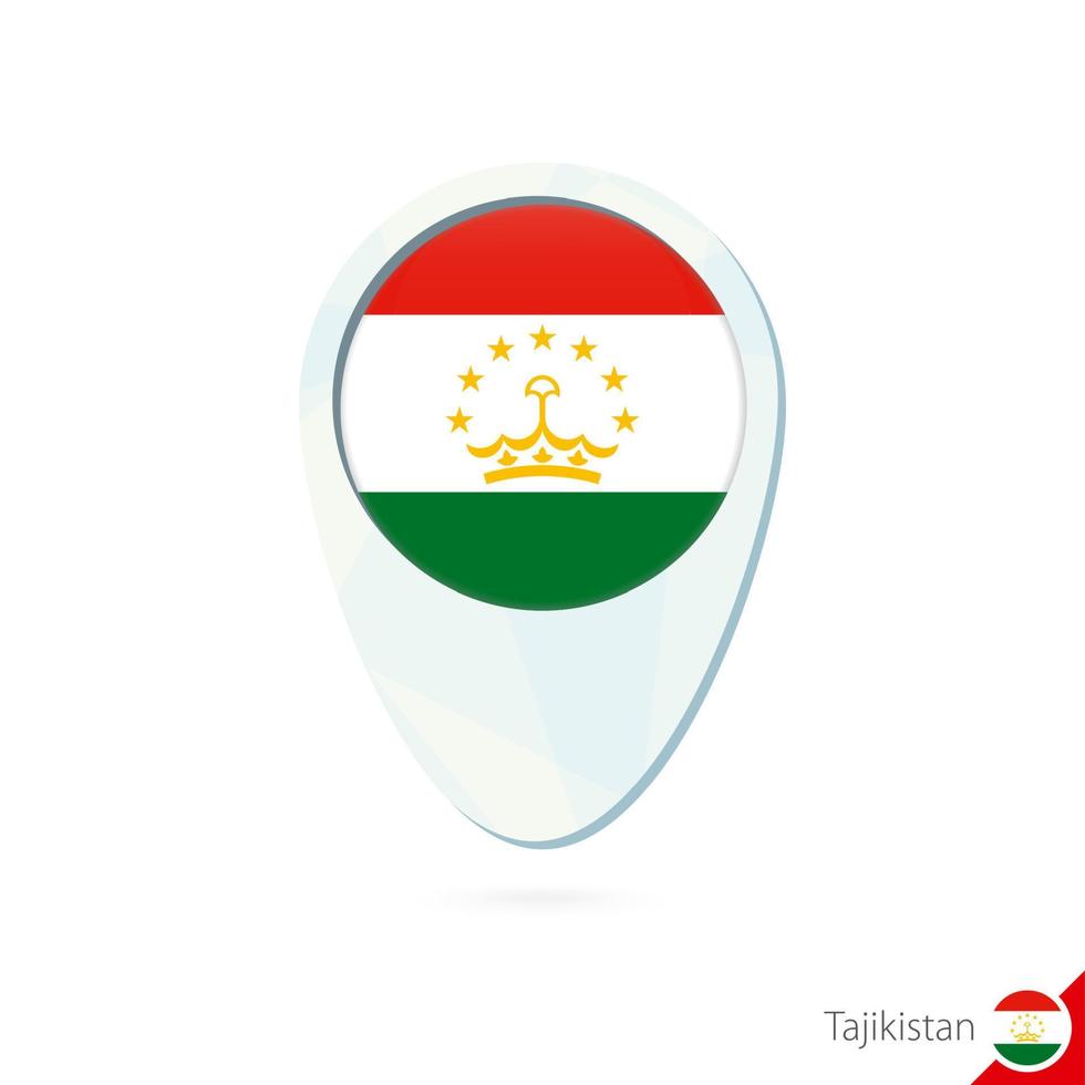 icône de broche de carte de localisation du drapeau du tadjikistan sur fond blanc. vecteur