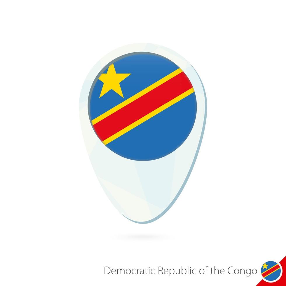 république démocratique du congo drapeau emplacement carte pin icône sur fond blanc. vecteur