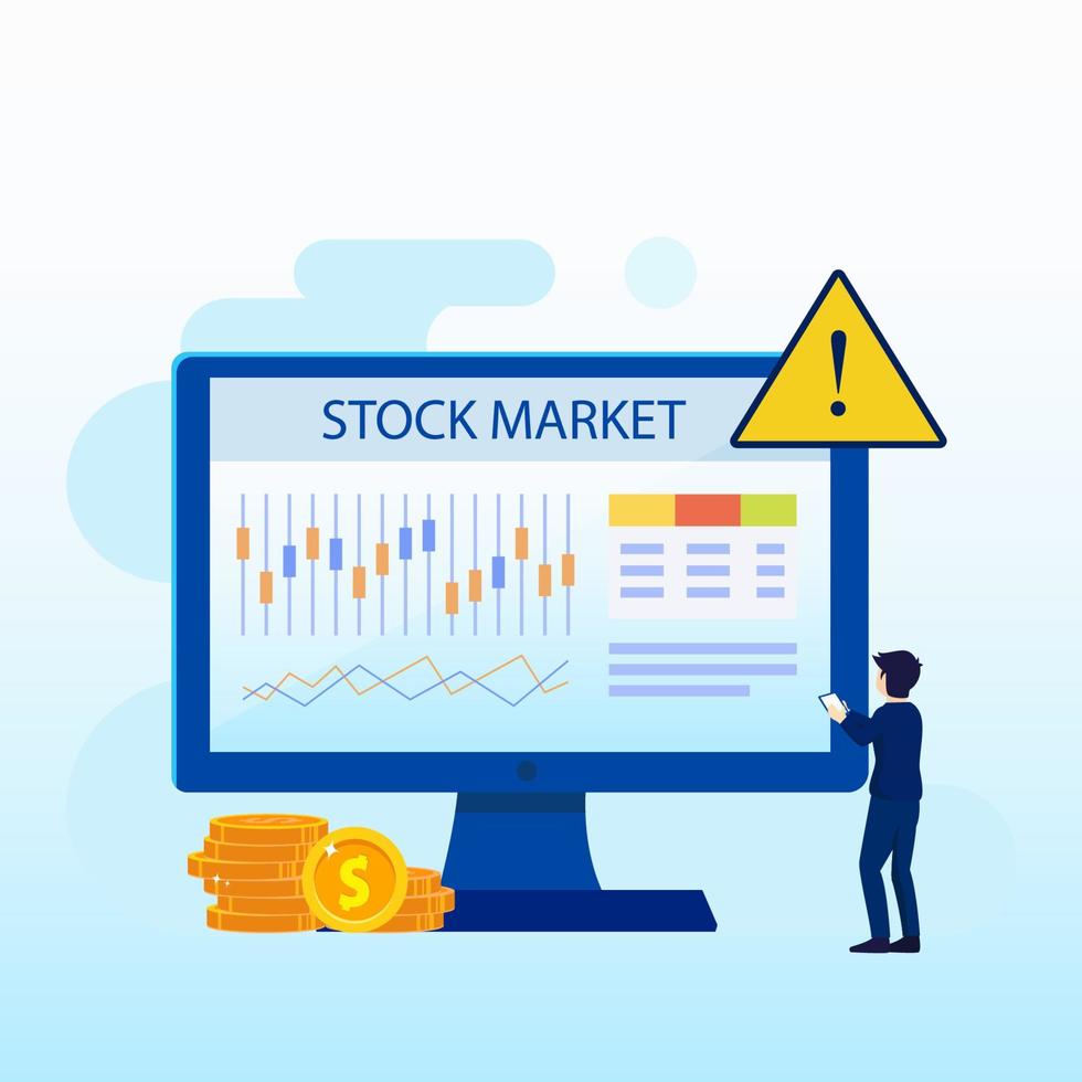 design plat moderne d'investissement en bourse. personnes négociant des actions en ligne. modèle de vecteur de style plat adapté à la page de destination web, arrière-plan.