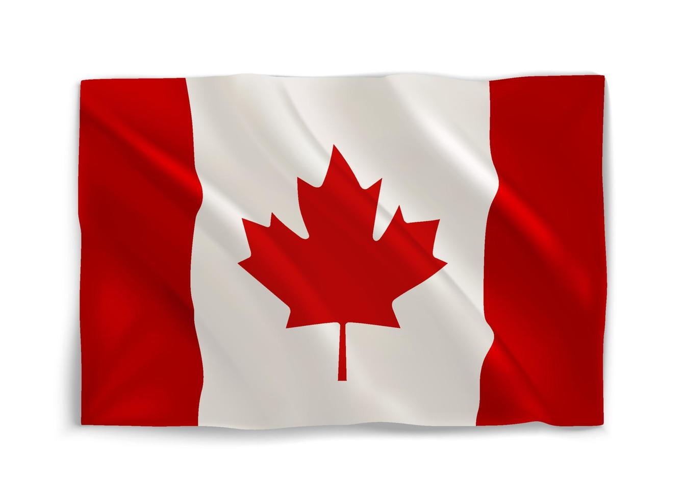 drapeau ondulant blanc et rouge du canada. objet vectoriel 3d isolé sur blanc