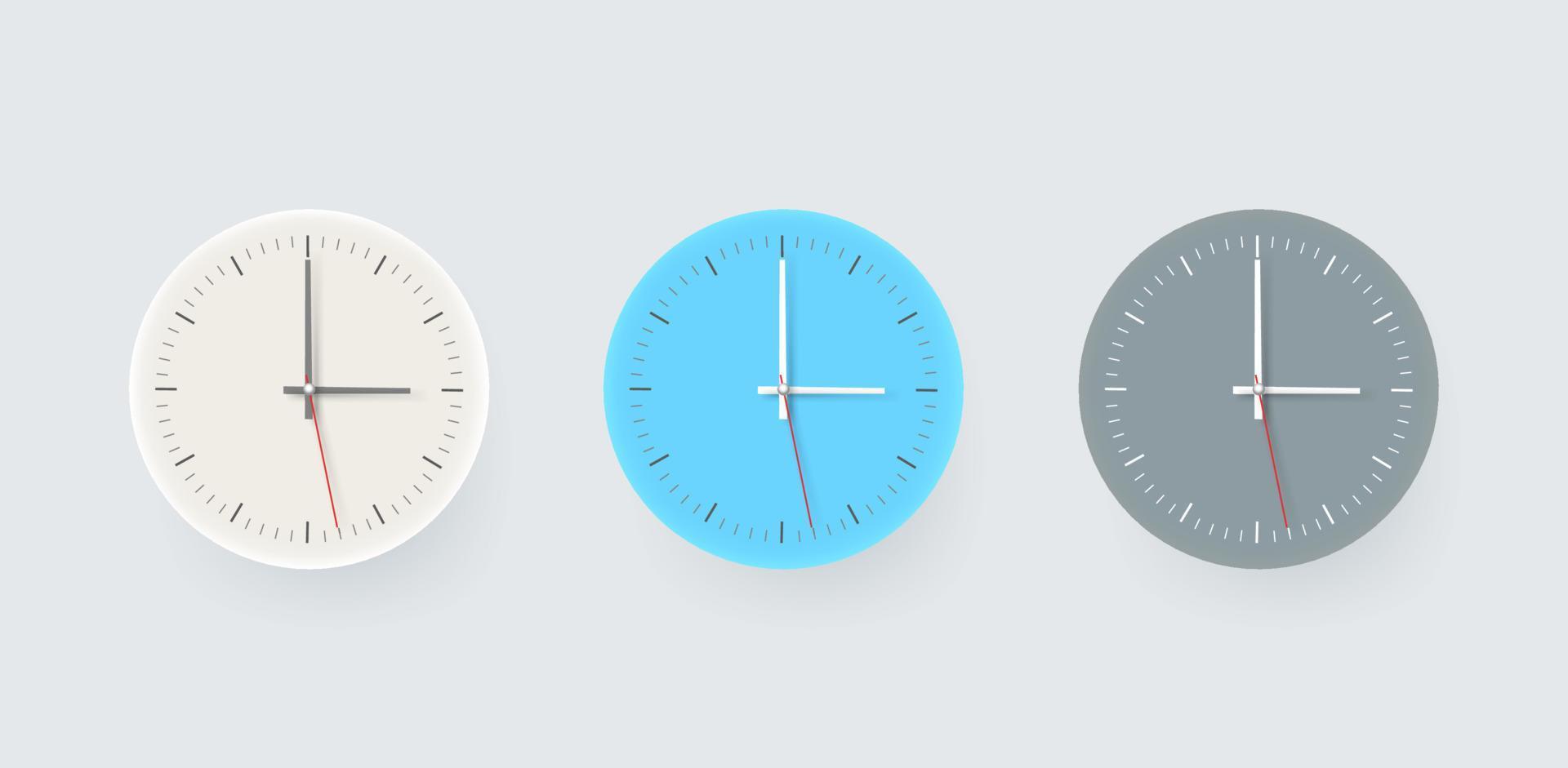 clipart d'horloge de couleur différente. clipart vectoriel 3d isolé sur blanc