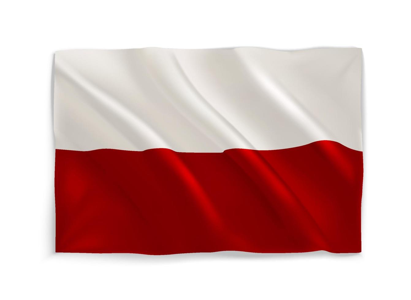drapeau national agitant rouge et blanc de la pologne. objet vectoriel 3d isolé sur blanc