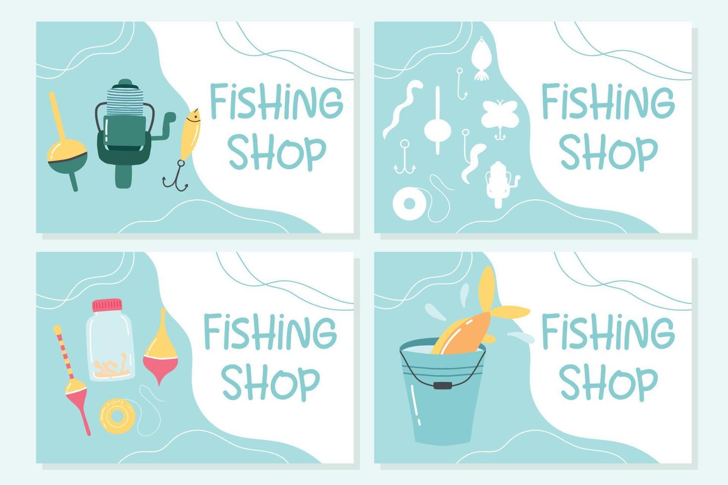 magasin de pêche. dépliant pour magasin de pêche. illustration vectorielle. vecteur