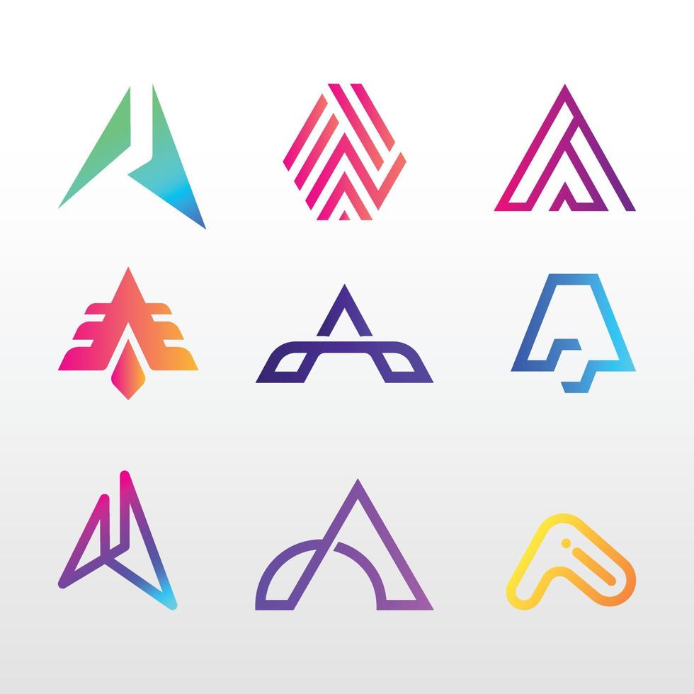 coloré une lettre logo set vector template design. logotype créatif une icône monogramme minimaliste
