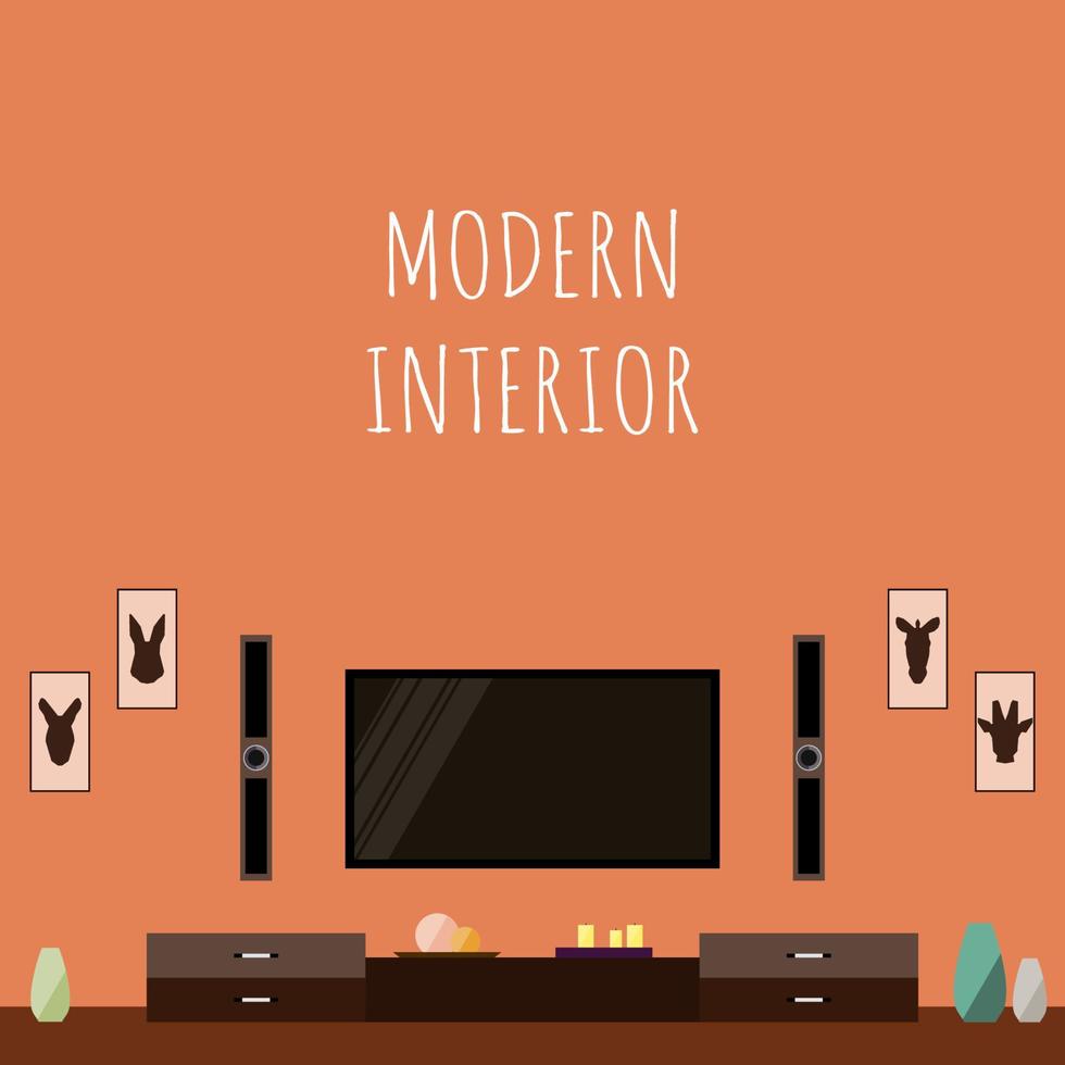 modèle de fond de carte de décoration de dessin animé drôle minimaliste de mobilier d'intérieur vecteur