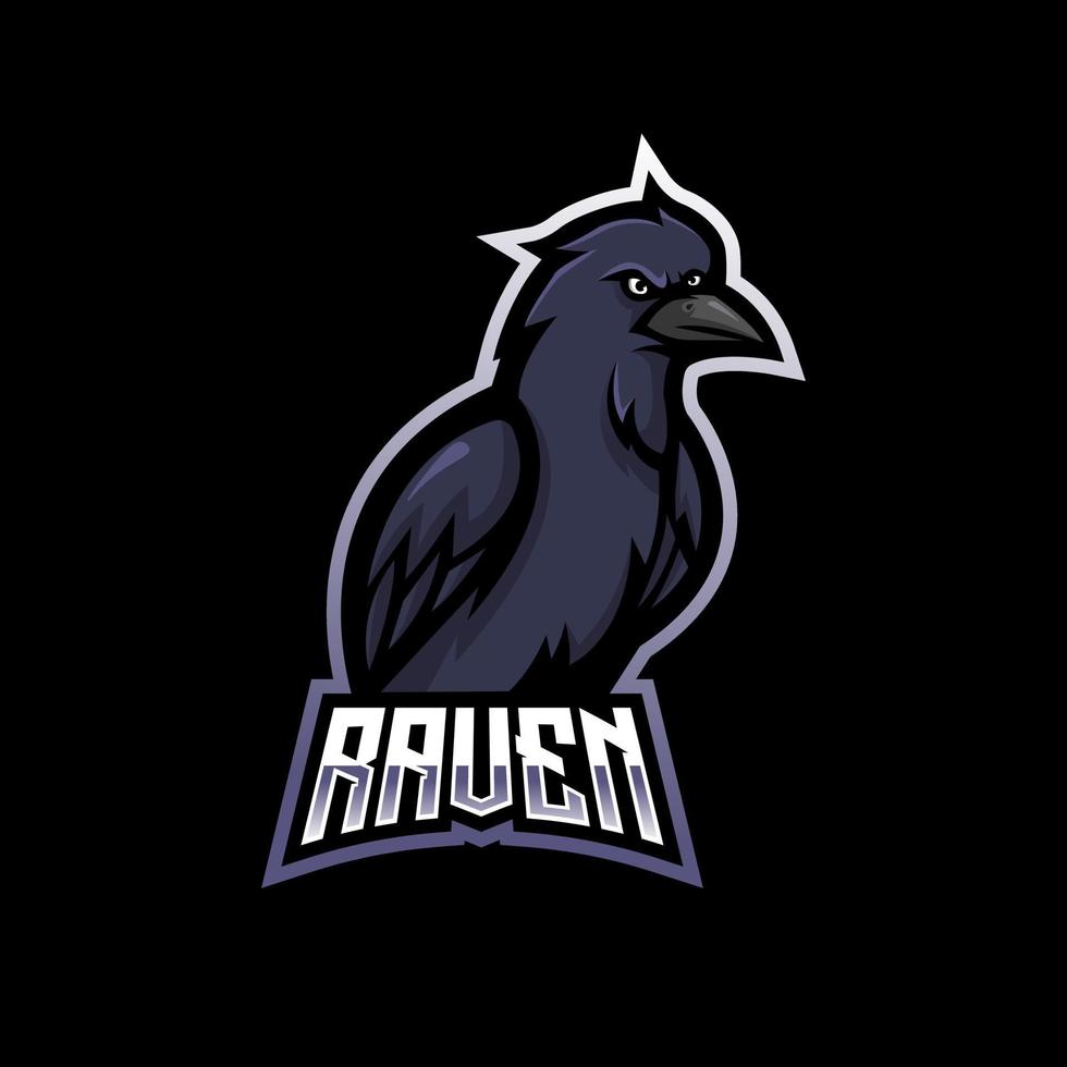vecteur de conception de logo de mascotte de corbeau avec un style de concept d'illustration moderne pour l'impression de badges, d'emblèmes et de t-shirts. illustration de corbeau en colère pour l'équipe de sport et d'e-sport.