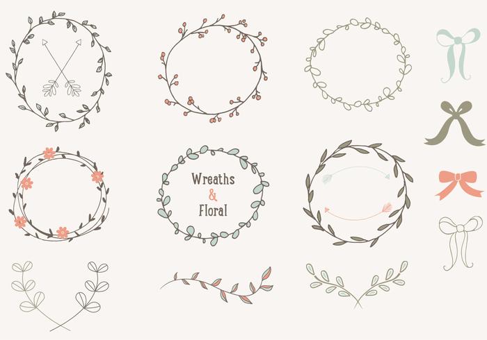 Hand Drawn Laurels Wreaths Vector Collection