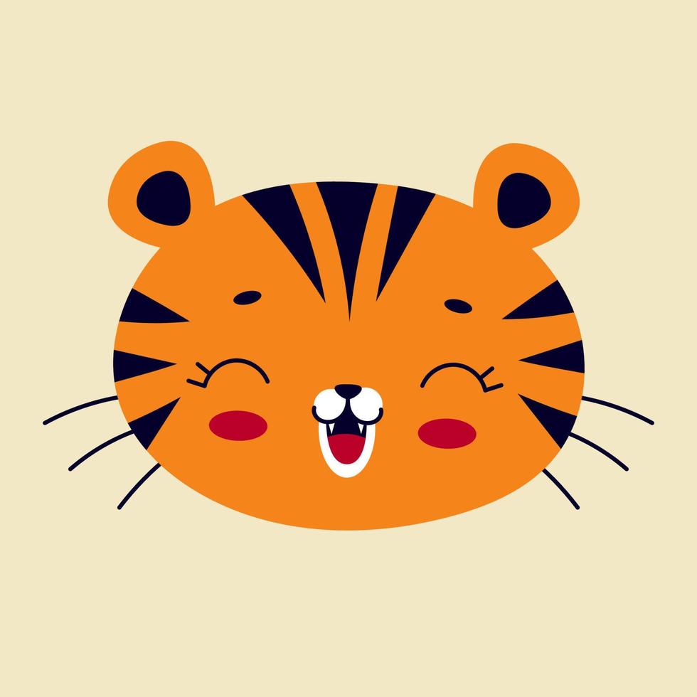 joli tigre, symbole du nouvel an chinois 2022. animal sauvage. calendrier traditionnel, carte de voeux. illustration de dessin animé plat de vecteur. décor pour chambre d'enfant, vêtements vecteur