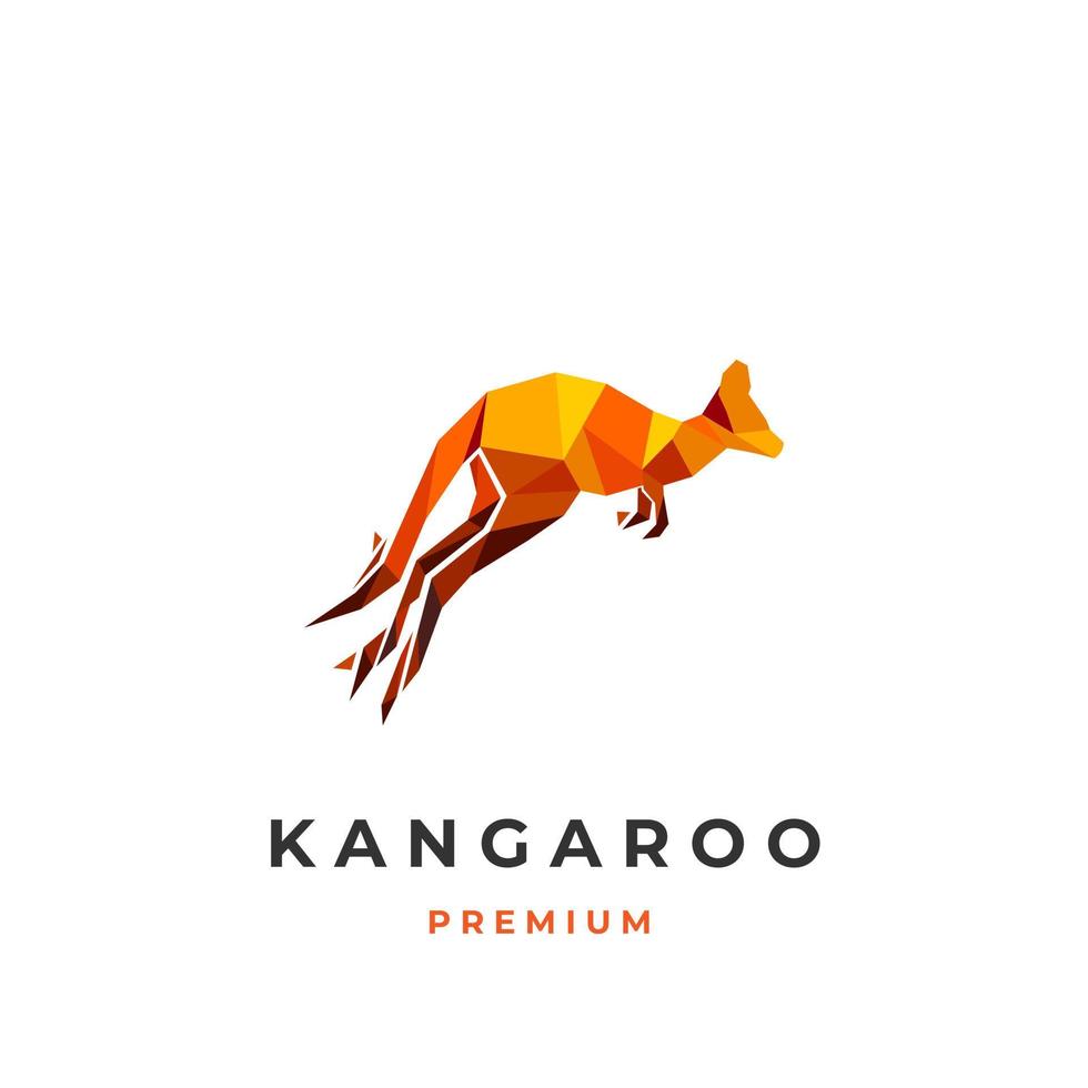 logo d'illustration de kangourou géométrique dans une couleur de feu vibrante vecteur