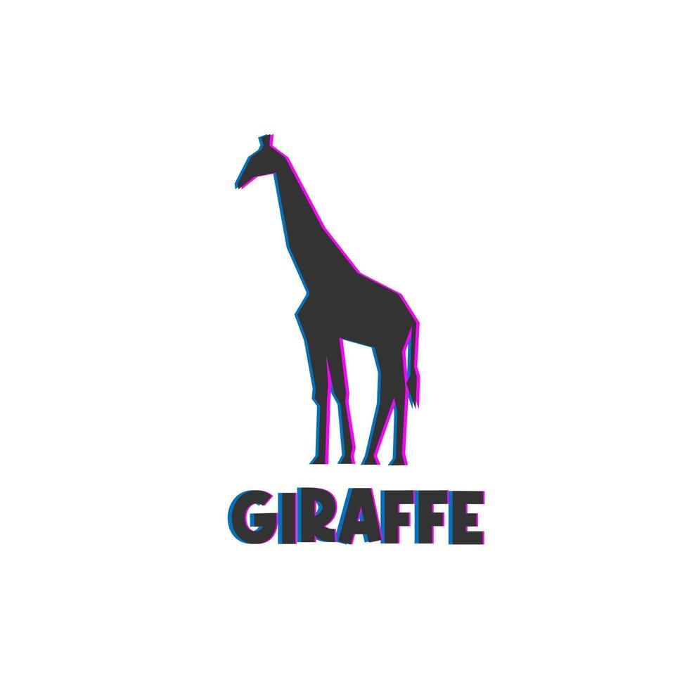 logo d'illustration de silhouette de girafe avec des couleurs qui se chevauchent vecteur