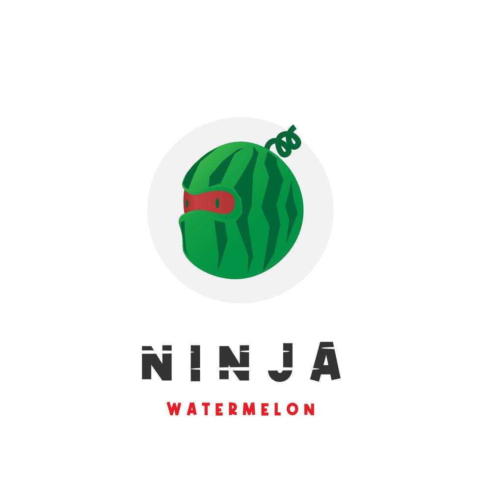 logo d'illustration vectorielle de pastèque ninja vecteur