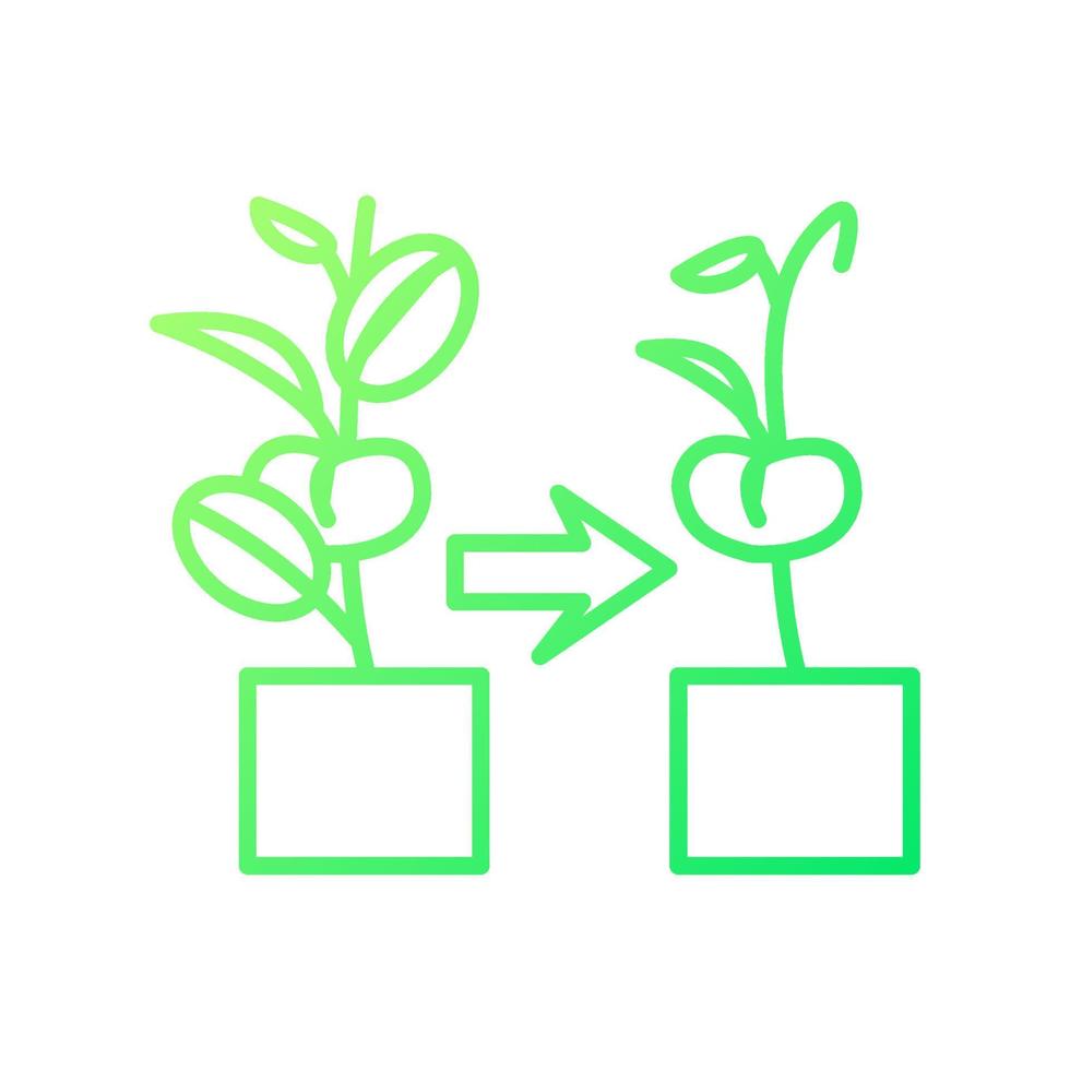 icône de vecteur linéaire de gradient de plante flétrie. fleurs et plantes d'intérieur fanées et flétries. passe-temps de jardinage d'intérieur. symbole de couleur de ligne mince. pictogramme de style moderne. dessin de contour isolé de vecteur